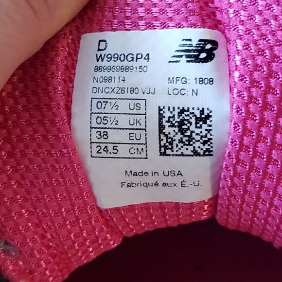 New Balance 990v4 Grey with Pink size 7.5 women's USA - Picture 10 of 12